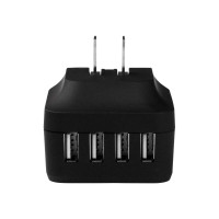 Produktbild för Startech 4-Port Travel USB Wall Charger - 34W/6.8A International Travel Adapter - Portable USB Charging Station (USB4PACBK) strömadapter - USB - 34 watt