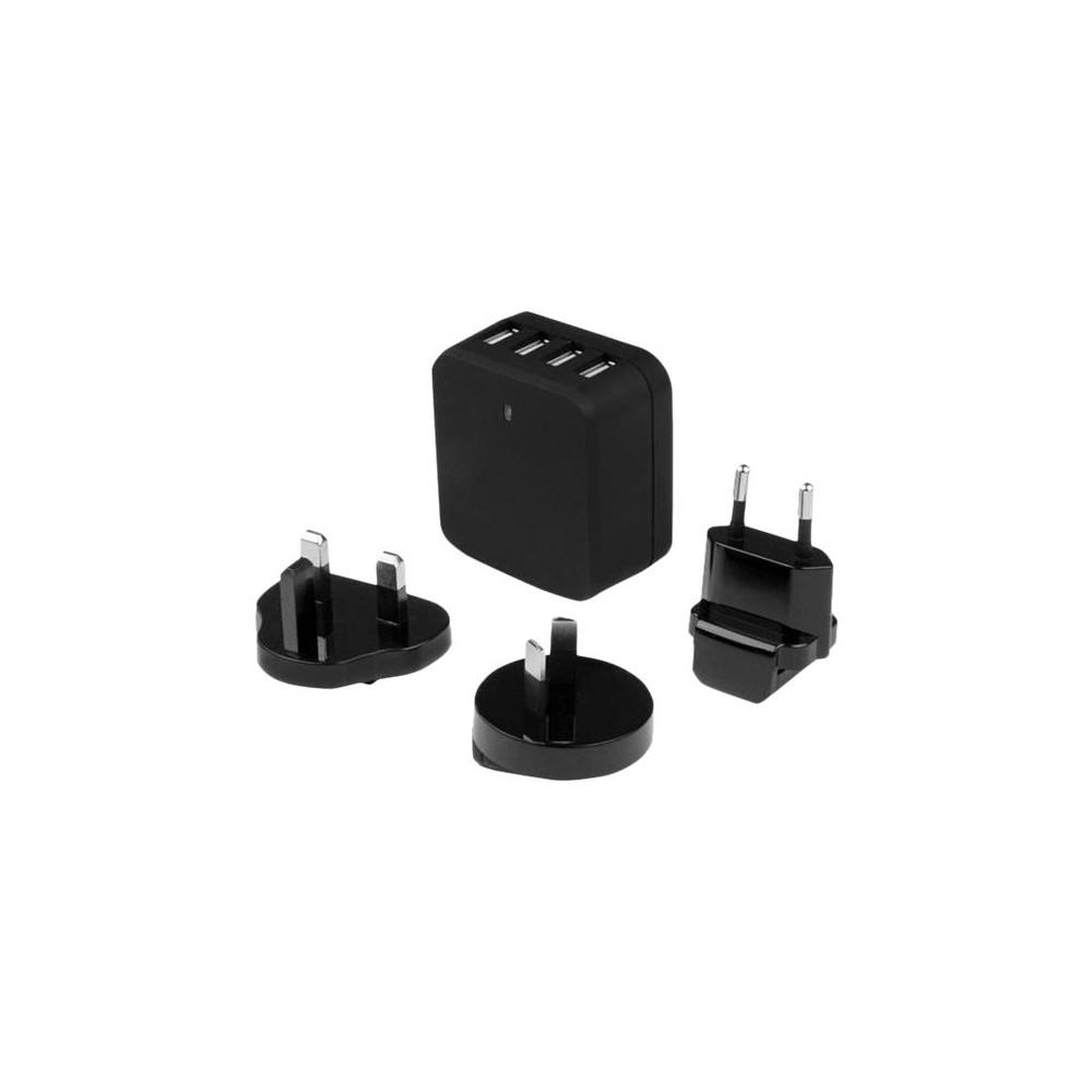 Produktbild för Startech 4-Port Travel USB Wall Charger - 34W/6.8A International Travel Adapter - Portable USB Charging Station (USB4PACBK) strömadapter - USB - 34 watt