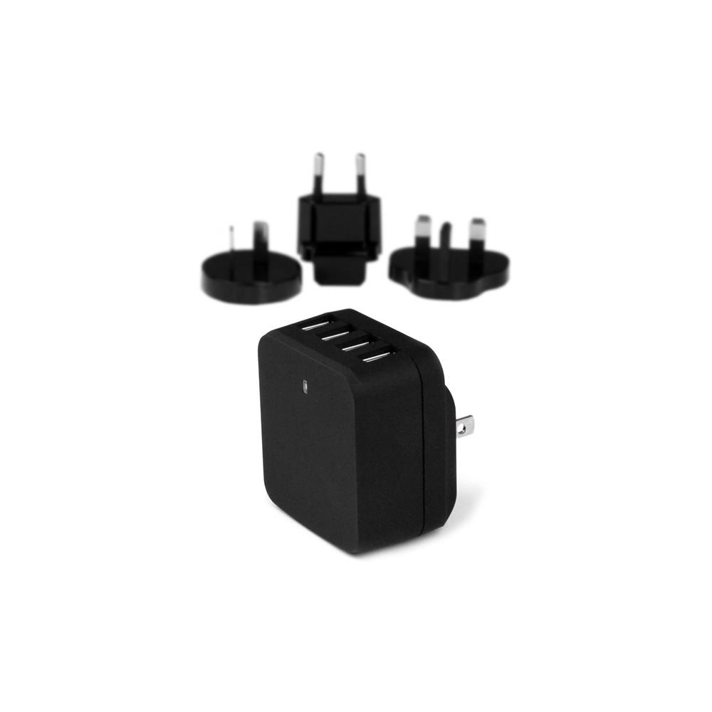 Produktbild för Startech 4-Port Travel USB Wall Charger - 34W/6.8A International Travel Adapter - Portable USB Charging Station (USB4PACBK) strömadapter - USB - 34 watt