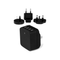 Produktbild för Startech 4-Port Travel USB Wall Charger - 34W/6.8A International Travel Adapter - Portable USB Charging Station (USB4PACBK) strömadapter - USB - 34 watt