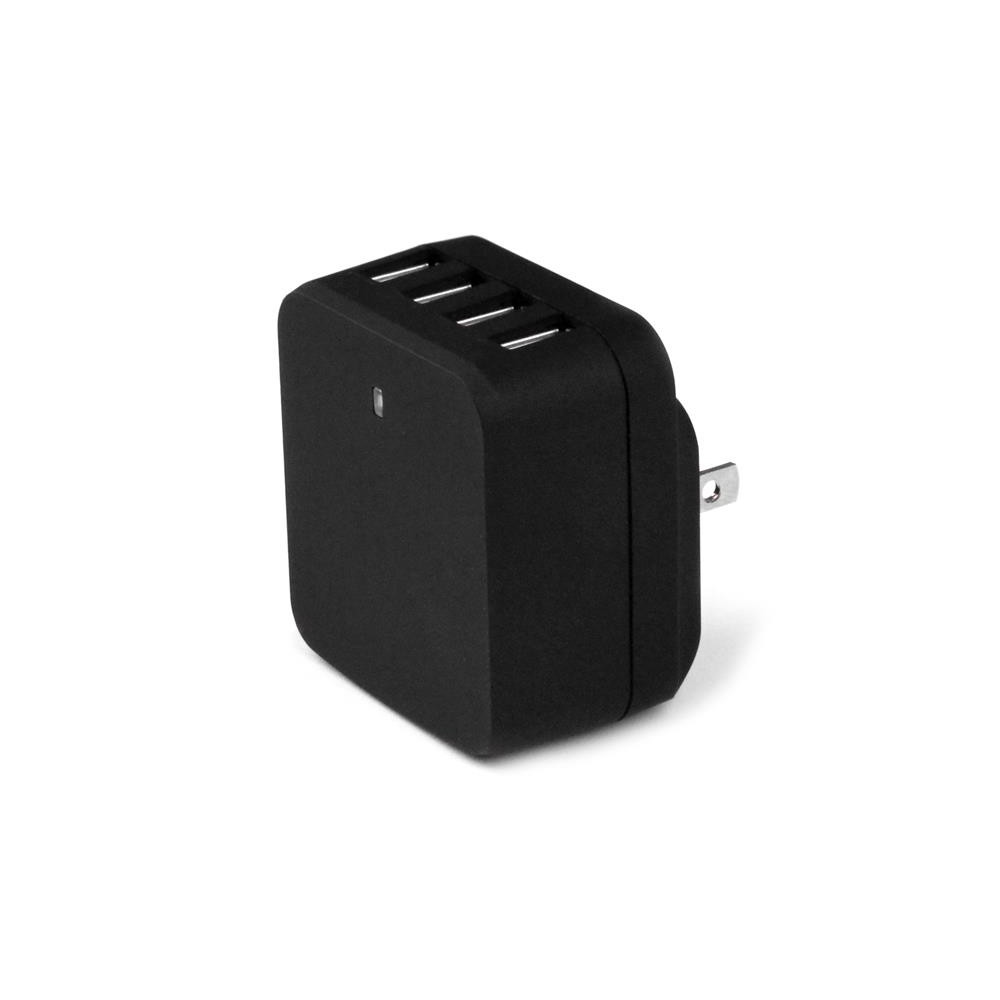 Produktbild för Startech 4-Port Travel USB Wall Charger - 34W/6.8A International Travel Adapter - Portable USB Charging Station (USB4PACBK) strömadapter - USB - 34 watt