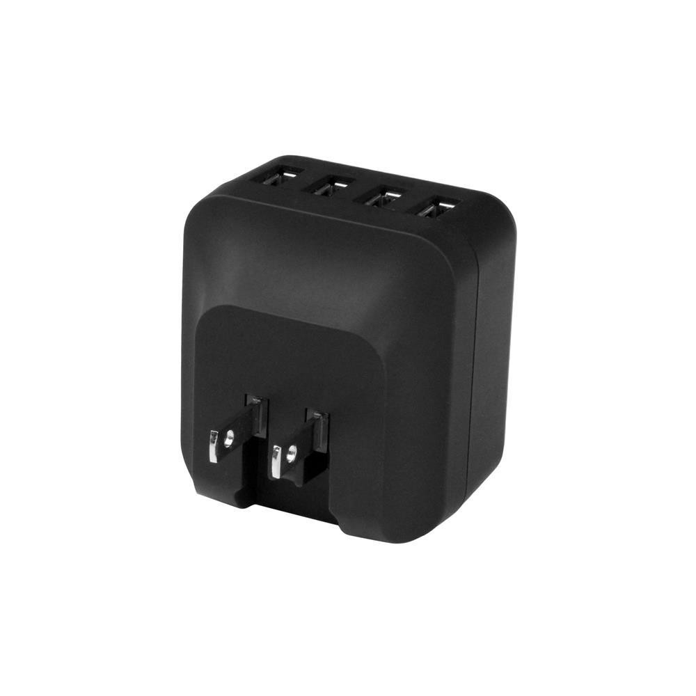 Produktbild för Startech 4-Port Travel USB Wall Charger - 34W/6.8A International Travel Adapter - Portable USB Charging Station (USB4PACBK) strömadapter - USB - 34 watt