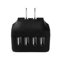 Produktbild för Startech 4-Port Travel USB Wall Charger - 34W/6.8A International Travel Adapter - Portable USB Charging Station (USB4PACBK) strömadapter - USB - 34 watt