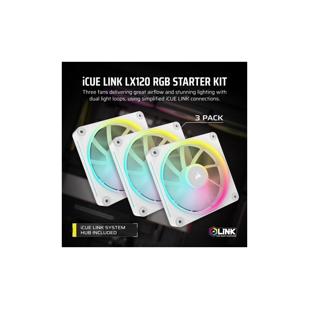 Produktbild för CORSAIR iCUE Link LX120 RGB Starter Kit - lådfläkt
