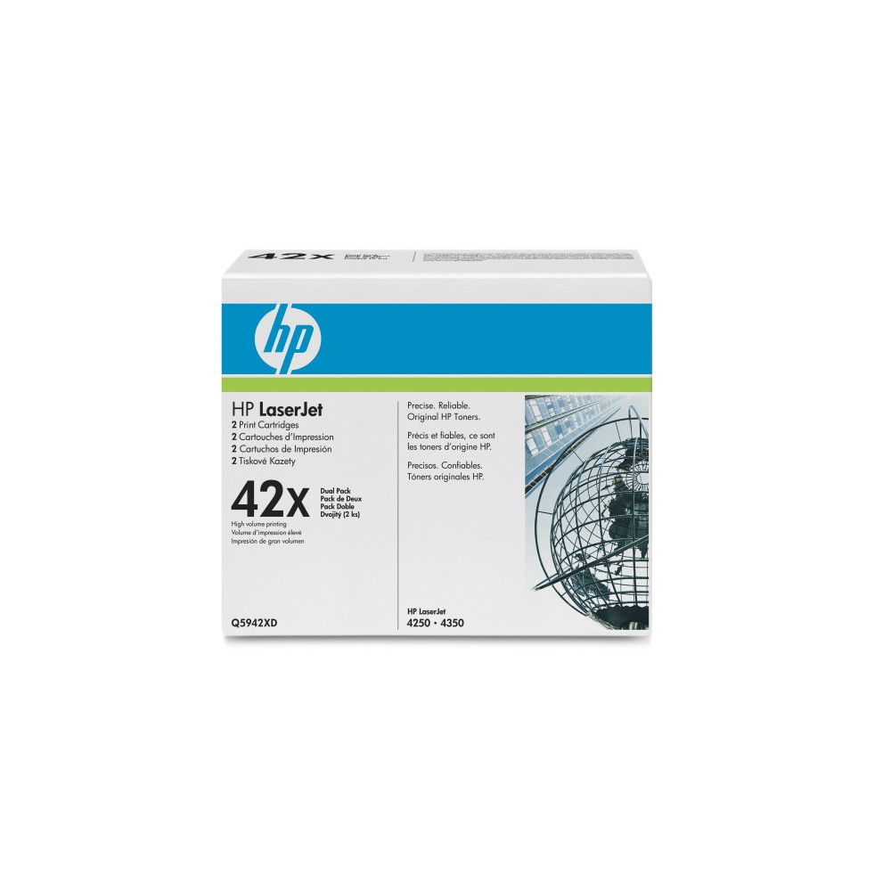 Produktbild för HP 42X - 2-pack - Lång livslängd - svart - original - LaserJet - tonerkassett (Q5942XD)