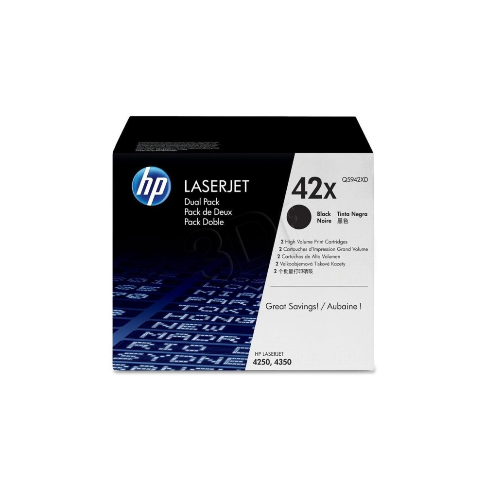 Produktbild för HP 42X - 2-pack - Lång livslängd - svart - original - LaserJet - tonerkassett (Q5942XD)