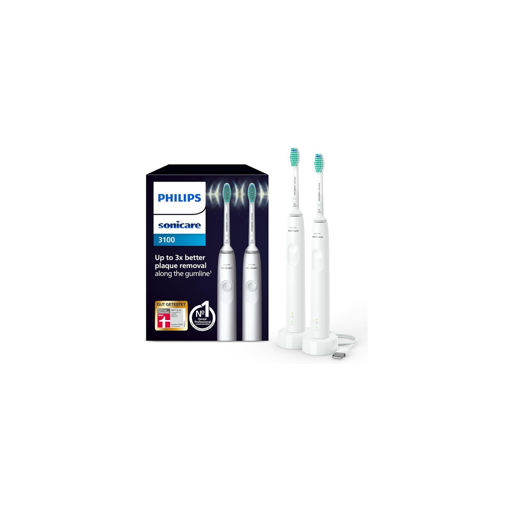 Produktbild för Philips 3100 Series HX3675 - tandborstuppsättning - vit