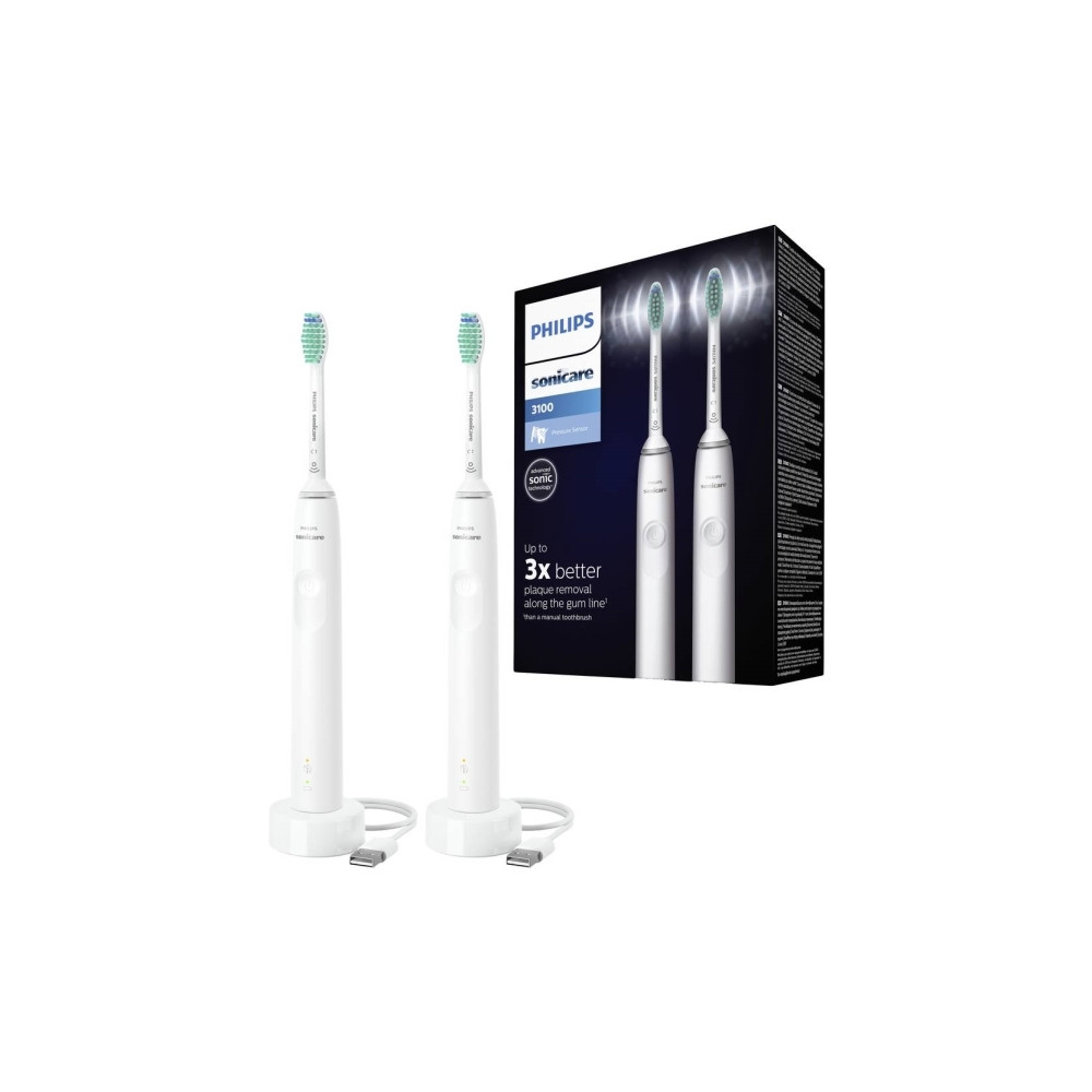 Produktbild för Philips 3100 Series HX3675 - tandborstuppsättning - vit
