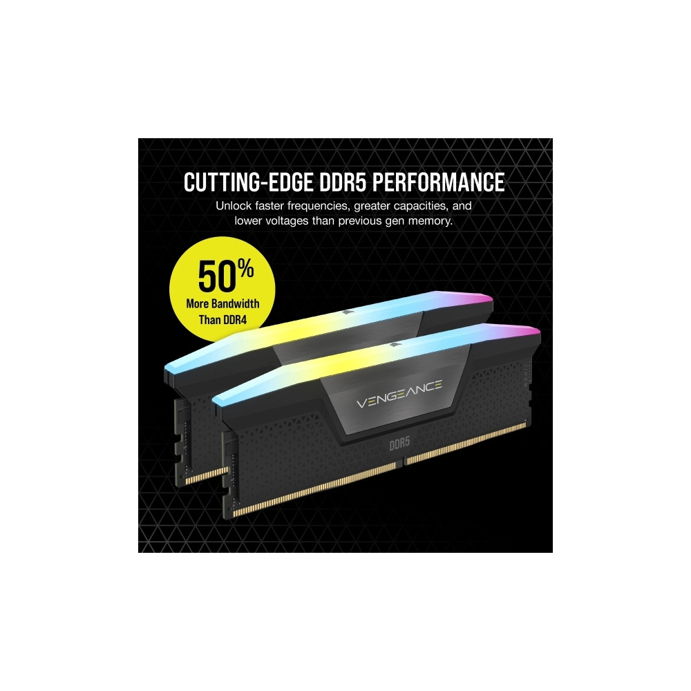 Produktbild för CORSAIR Vengeance RGB - DDR5 - sats - 16 GB: 2 x 8 GB - DIMM 288-pin - 2600 MHz / PC5-48000 - ej buffrad