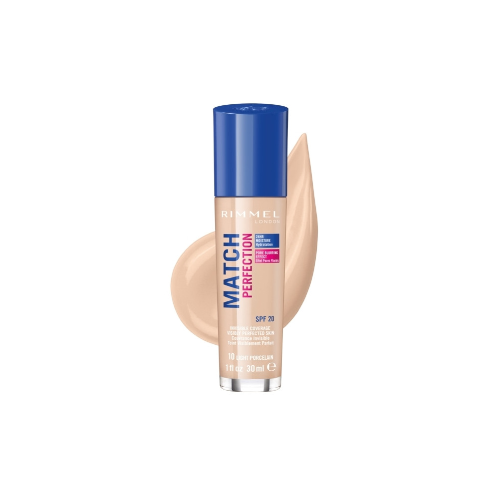 Produktbild för Rimmel Match Perfection Foundation, Light Porcelain 10- Cool...