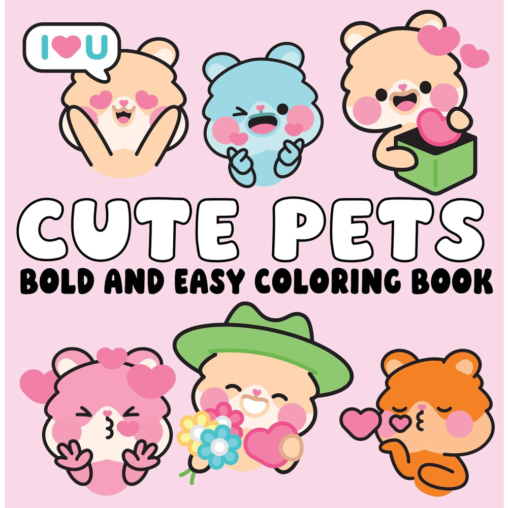 Produktbild för Cute Pets Bold and Easy Coloring Book (häftad, eng)