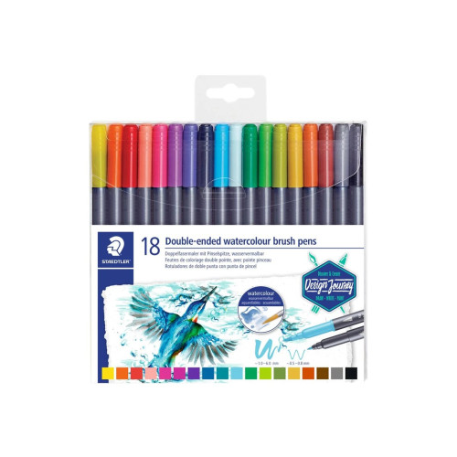 STAEDTLER STAEDTLER 3001 - twin-tip brush pen - assorted water colors (paket om 18)