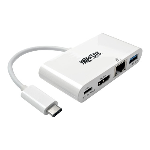 Eaton Corporation Eaton Tripp Lite Series USB C to HDMI Multiport Video Adapter Converter w/ USB-A Hub, USB-C PD Charging, Gigabit Ethernet Port, Thunderbolt 3 Compatible USB Type C to HDMI, USB Type-C - dockningsstation - USB - HDMI - 1GbE