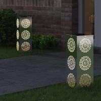 Produktbild för Solar LED Stig Ljus 2 pcs Silver Rostfritt stål