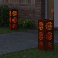 Produktbild för Solar LED Stig Ljus 2 pcs Rostig Väderbeständig stål