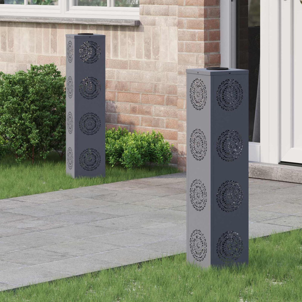 Produktbild för Solar LED Stig Ljus 2 pcs Antracit Kallvalsat stål