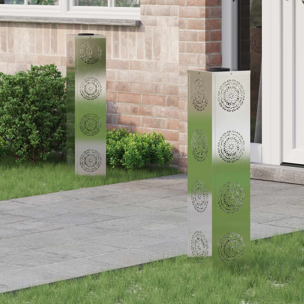 Produktbild för Solar LED Stig Ljus 2 pcs Silver Rostfritt stål