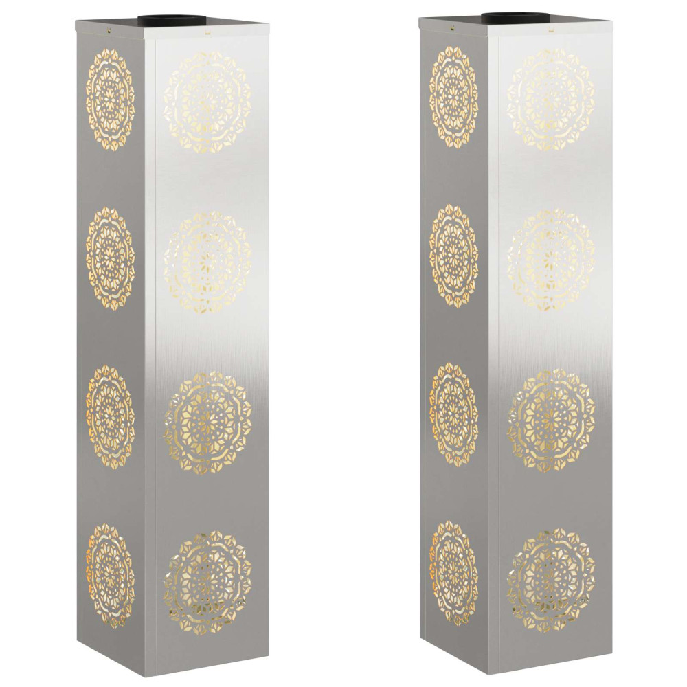 Produktbild för Solar LED Stig Ljus 2 pcs Silver Rostfritt stål