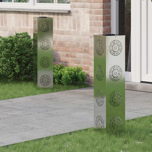 vidaXL Solar LED Stig Ljus 2 pcs Silver Galvaniserat stål - Övrigt inom utomhusbelysning