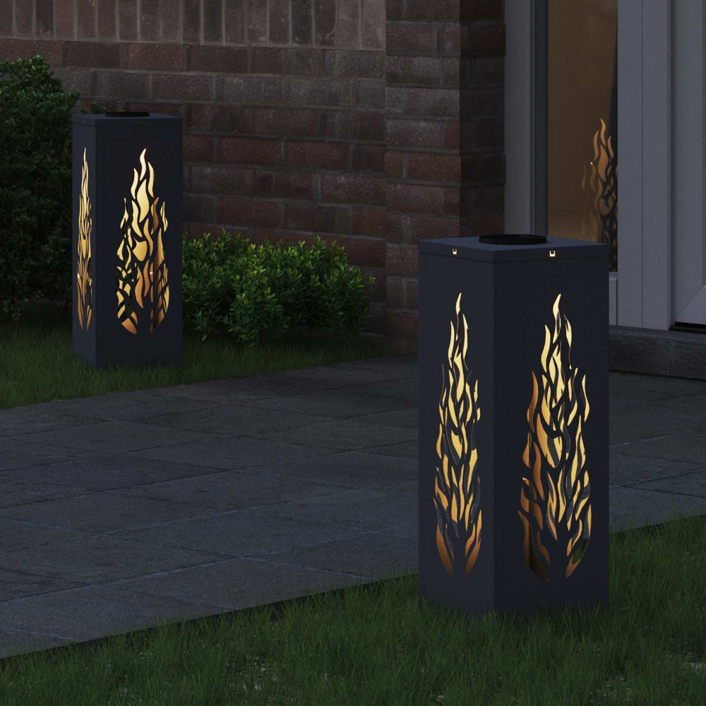 Produktbild för Solar LED Stig Ljus 2 pcs Antracit Kallvalsat stål
