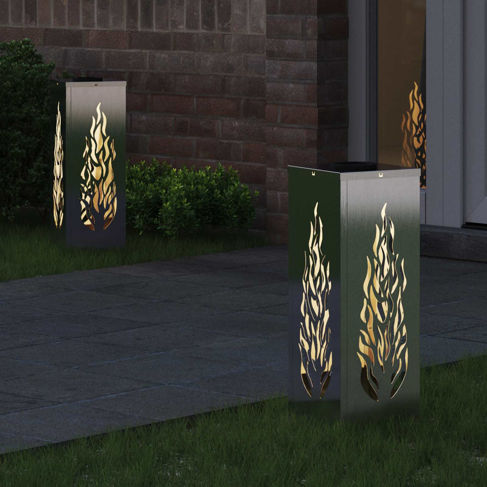 Produktbild för Solar LED Stig Ljus 2 pcs Silver Rostfritt stål