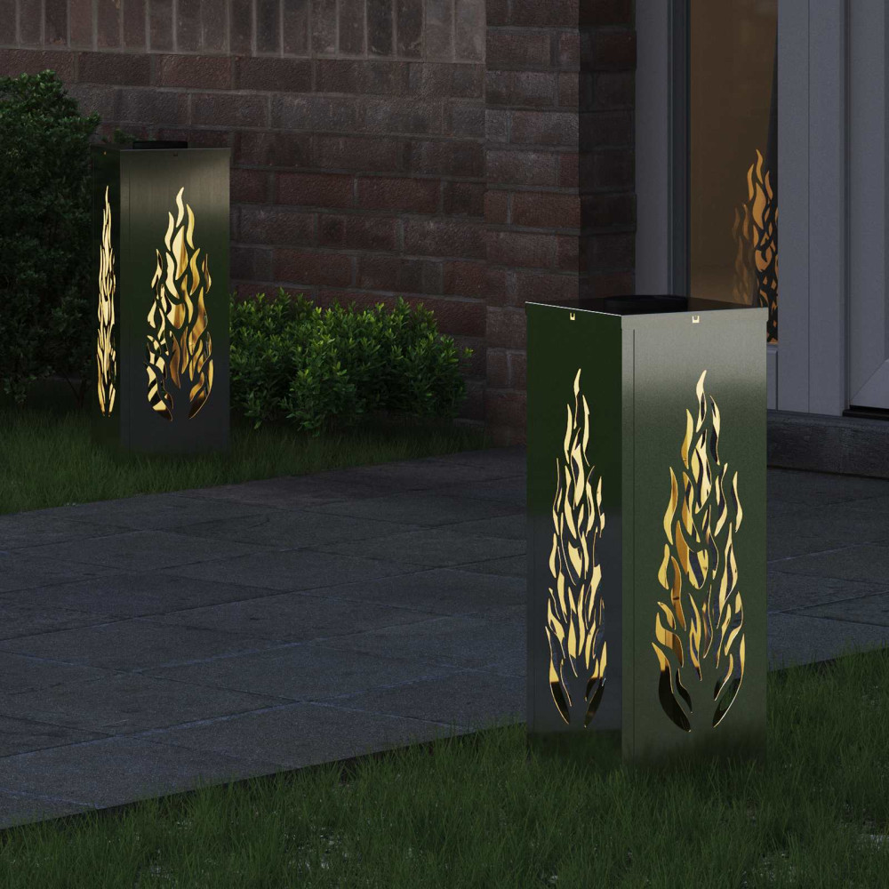 Produktbild för Solar LED Stig Ljus 2 pcs Silver Galvaniserat stål