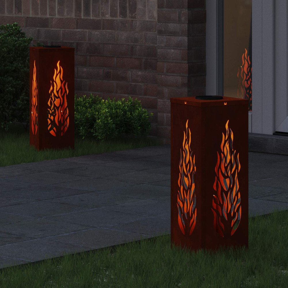 Produktbild för Solar LED Stig Ljus 2 pcs Brons Väderbeständig stål