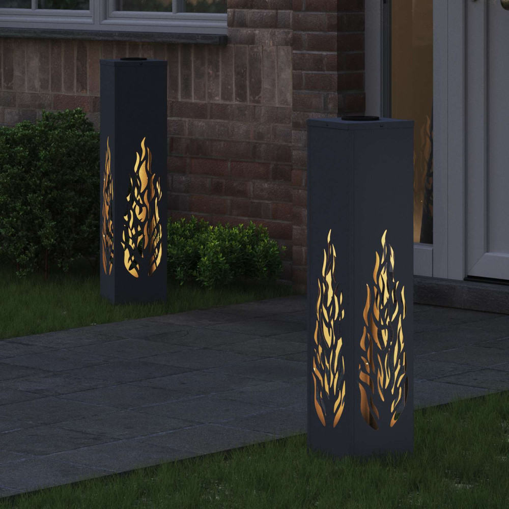 Produktbild för Solar LED Stig Ljus 2 pcs Antracit Kallvalsat stål