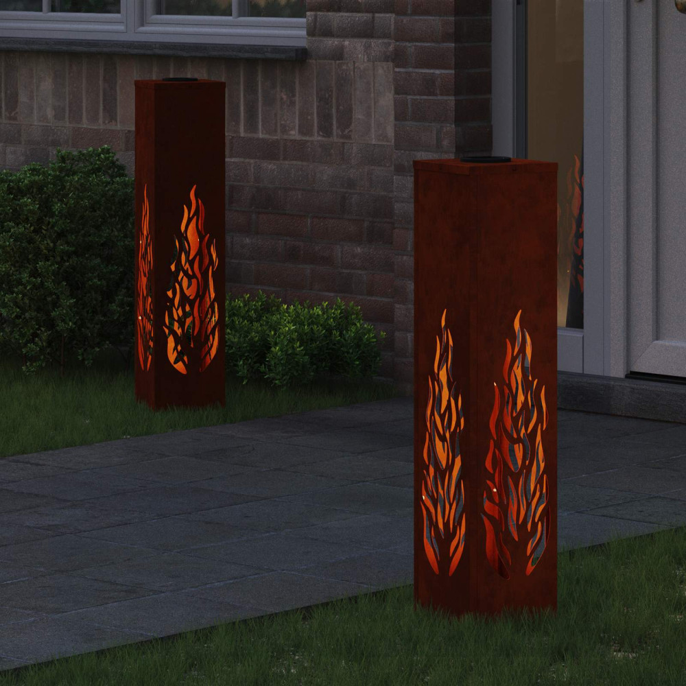 Produktbild för Solar LED Stig Ljus 2 pcs Rostig Väderbeständig stål