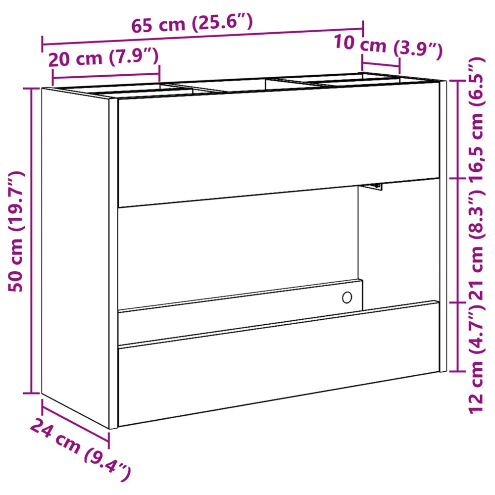 Produktbild för Förvaringskrok & Ställ Rökt ek 65 x 24 x 50 cm Konstruerat trä