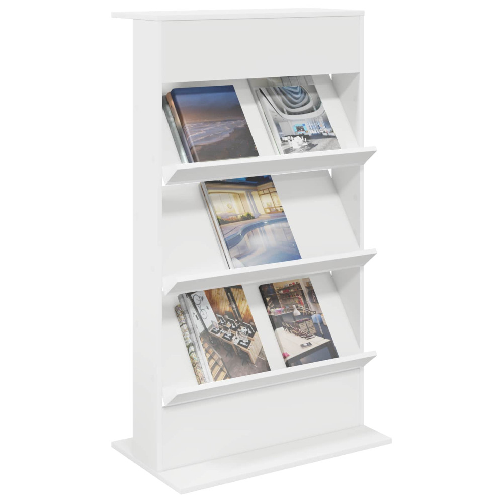 Produktbild för Tidningshylla med hylla Vit 70 x 41 x 126 cm Konstruerat trä