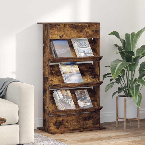 vidaXL Tidningshylla Rökt ek 70 x 41 x 126 cm Konstruerat trä
