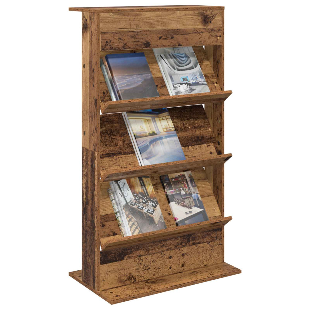 Produktbild för Tidningshylla Gammalt trä 70 x 41 x 126 cm Konstruerat trä