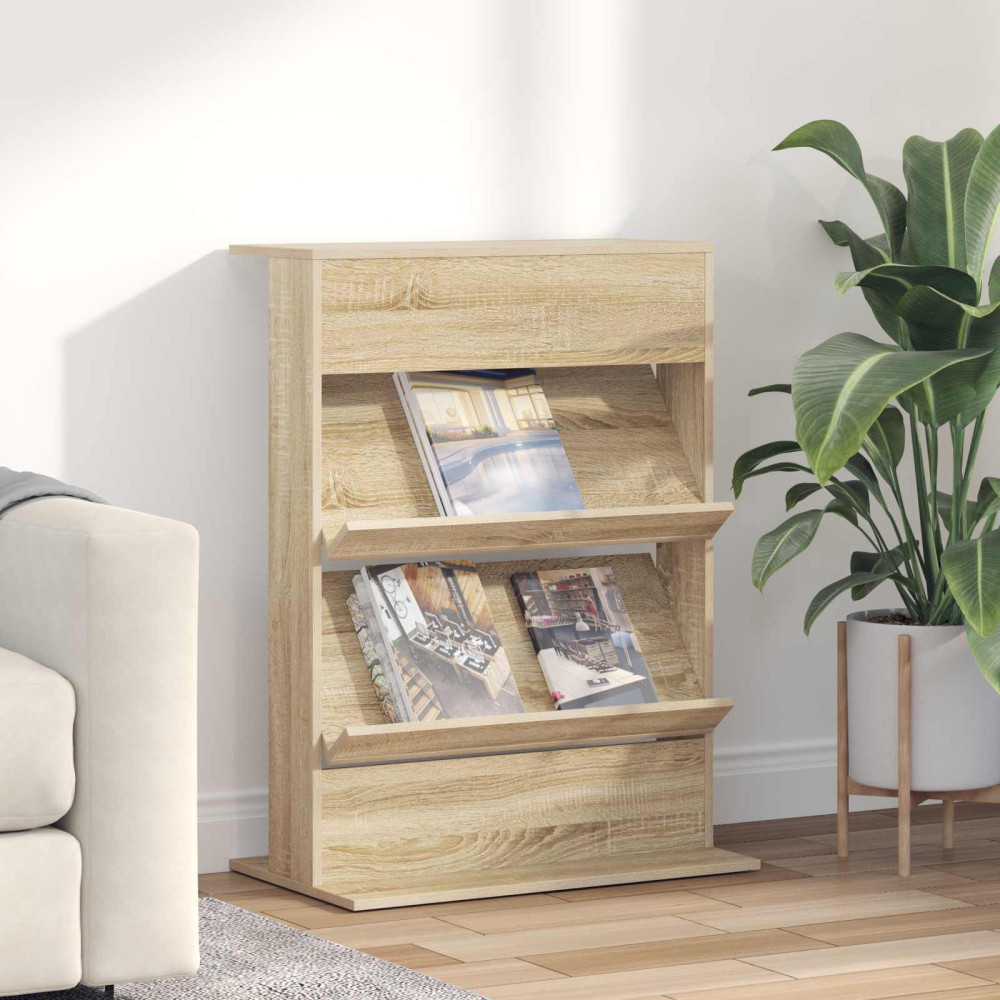 Produktbild för Tidningshylla Sonoma-ek 70 x 41 x 96 cm Konstruerat trä