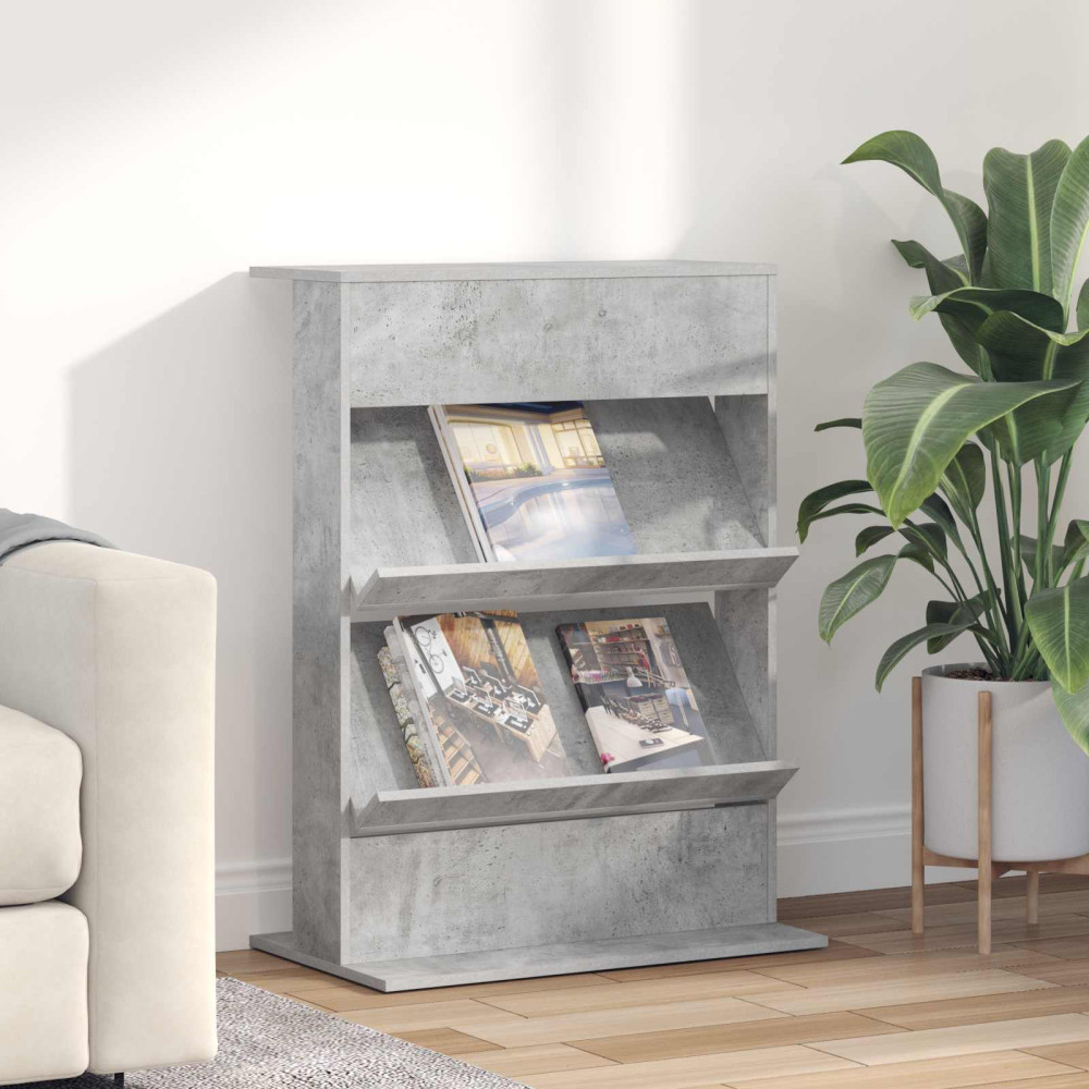 Produktbild för Tidningshylla Betonggrå 70 x 41 x 96 cm Konstruerat trä
