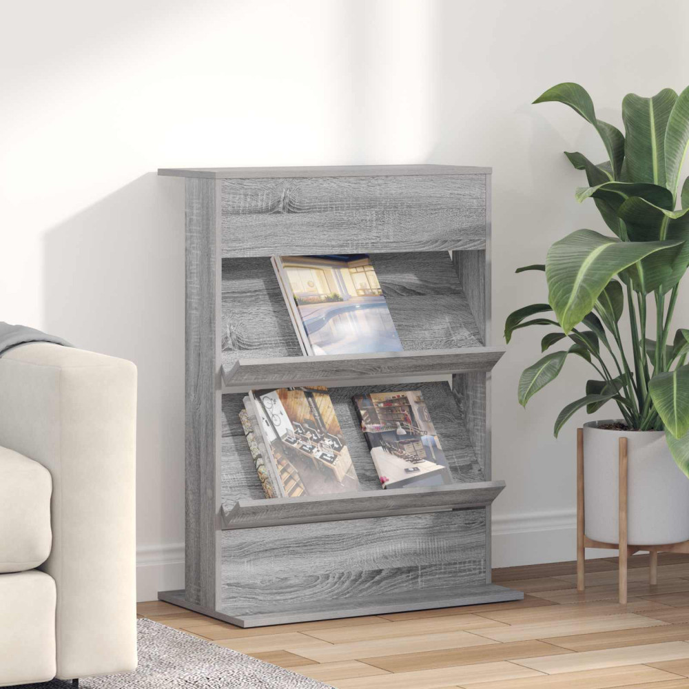 Produktbild för Tidningshylla Grå Sonoma 70 x 41 x 96 cm Konstruerat trä