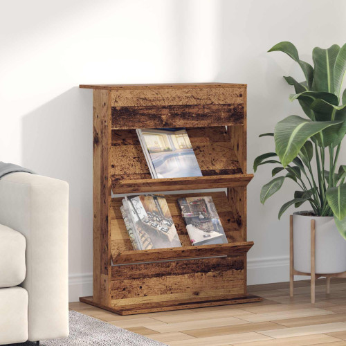 vidaXL Tidningshylla Gammalt trä 70 x 41 x 96 cm Konstruerat trä