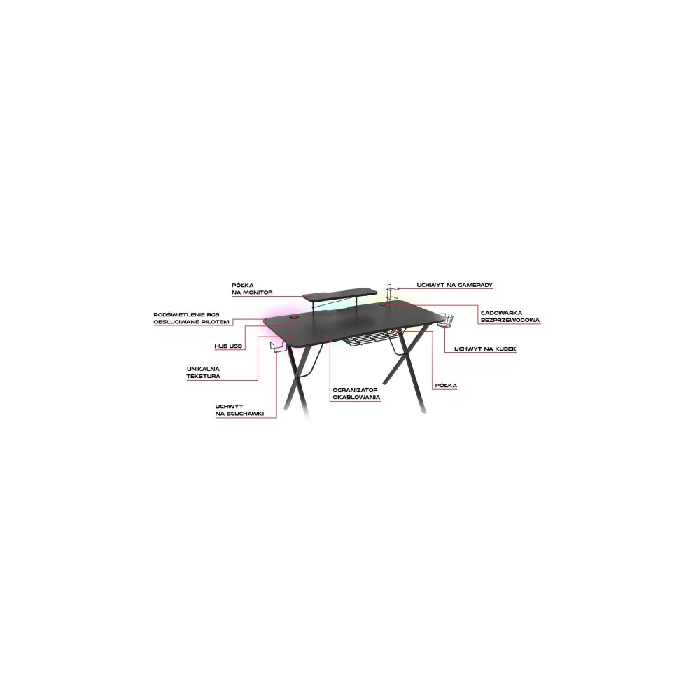 Produktbild för Genesis Holm 300 RGB - bord - rectangular with contoured corners - svart