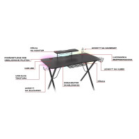 Produktbild för Genesis Holm 300 RGB - bord - rectangular with contoured corners - svart