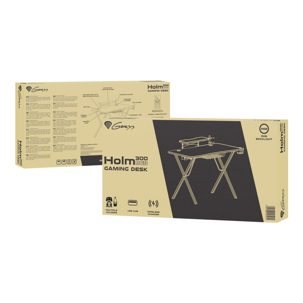Produktbild för Genesis Holm 300 RGB - bord - rectangular with contoured corners - svart