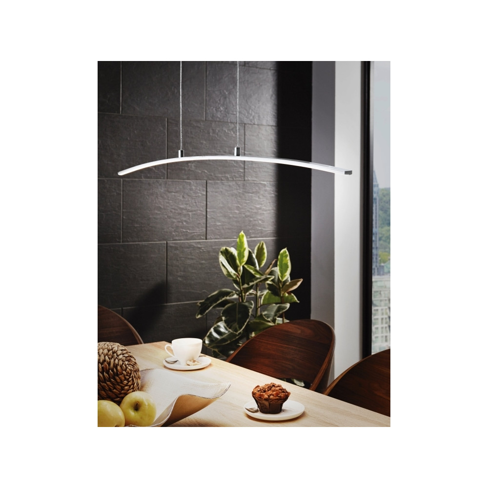 Produktbild för Eglo Lasana - hängande lampa - LED - 14 W - varmt vitt ljus - 3000 K - vit, krom