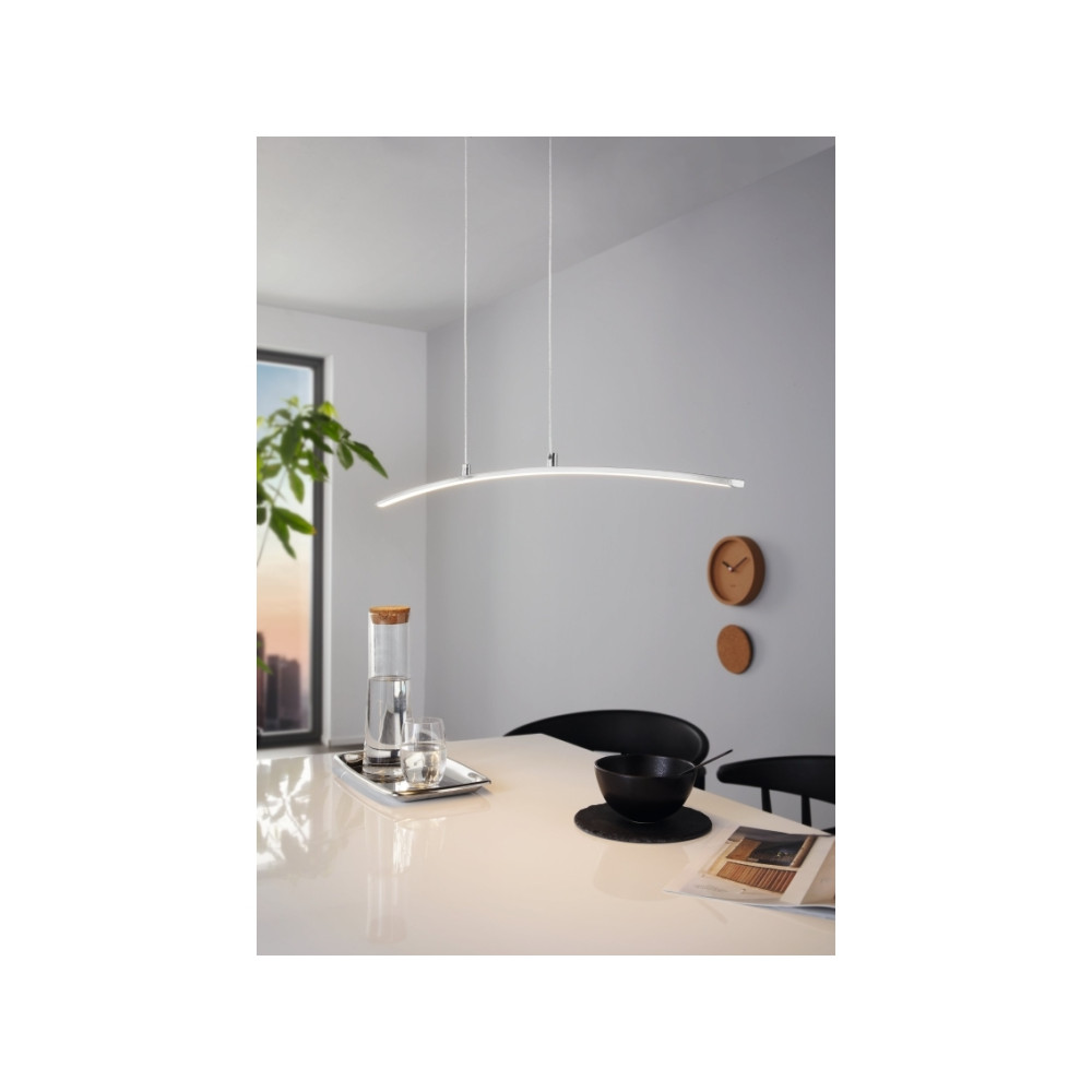 Produktbild för Eglo Lasana - hängande lampa - LED - 14 W - varmt vitt ljus - 3000 K - vit, krom
