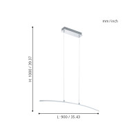 Produktbild för Eglo Lasana - hängande lampa - LED - 14 W - varmt vitt ljus - 3000 K - vit, krom