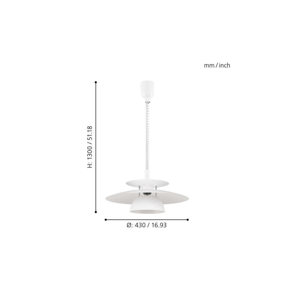 Produktbild för Eglo Brenda - hängande lampa - E27 - vit, krom