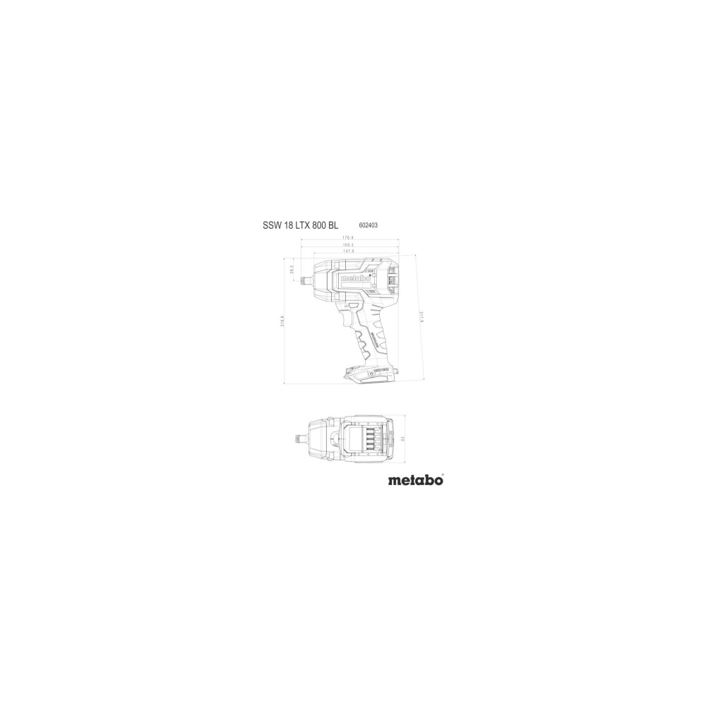 Produktbild för Metabo SSW 18 LTX 800 BL 602403850 Batteri slagboremaskine 1...