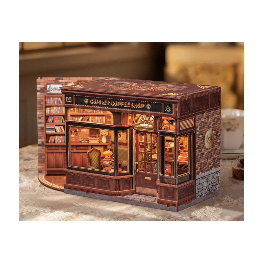 Produktbild för Book Nook Dollhouse Corner Coffee shop
