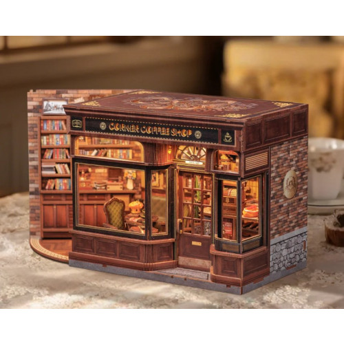 Cutebee Book Nook Dollhouse Corner Coffee shop