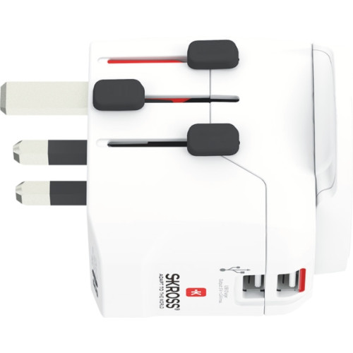 SKROSS SKROSS PRO Light USB - World strömadapter - 2 x USB, typ B, Typ G, Typ I
