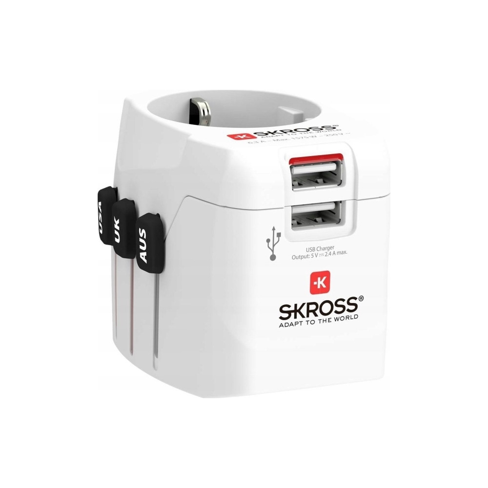 Produktbild för SKROSS PRO Light USB - World strömadapter - 2 x USB, typ B, Typ G, Typ I