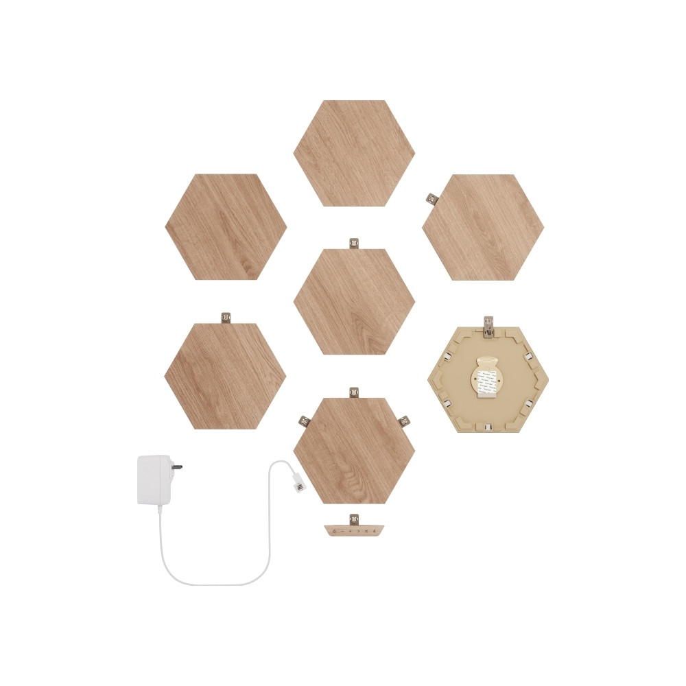 Produktbild för Nanoleaf|Elements Wood Look Hexagons Starter Kit (7 panels)|...
